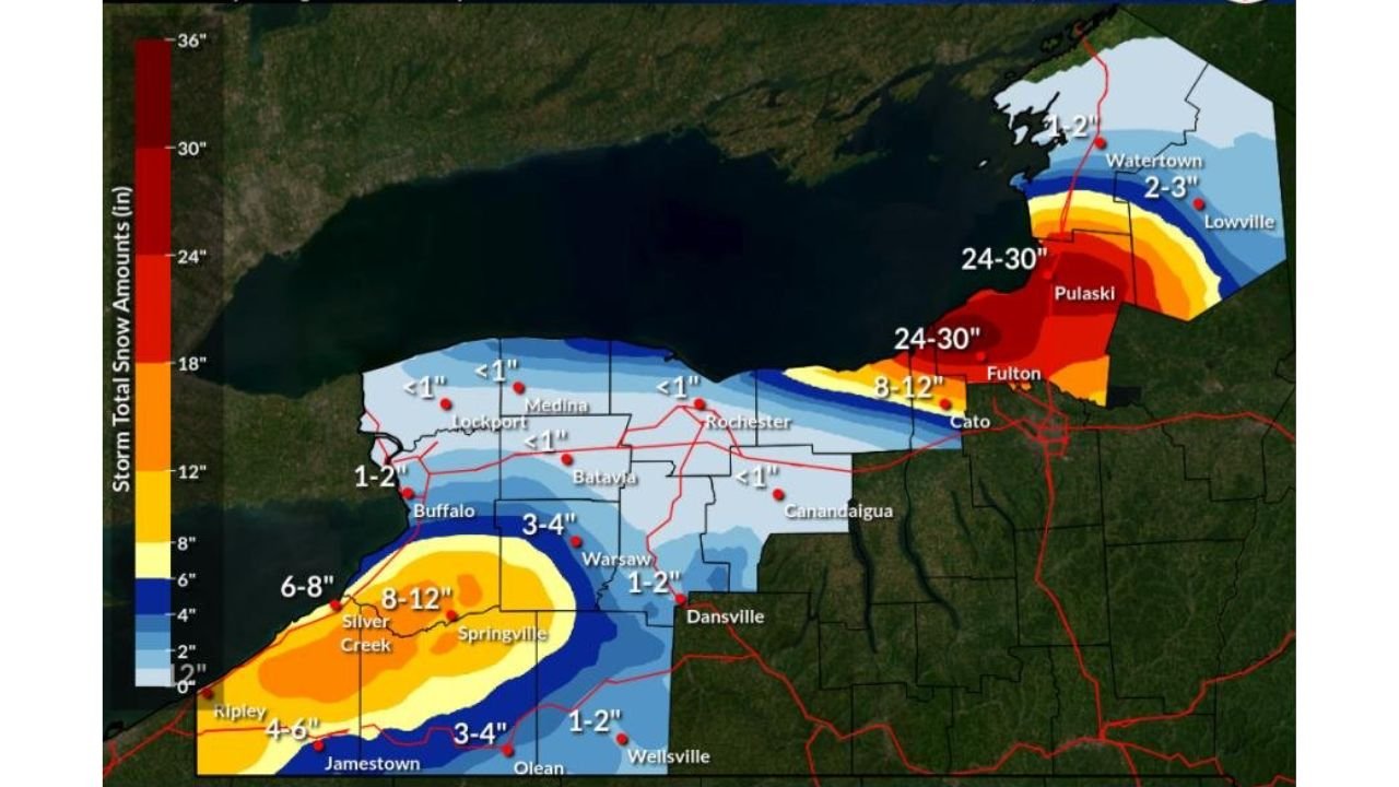 Lake Ontario Lake-Effect Snow Band Targets Oswego County, New York With Dangerous Rates and Major Travel Impacts Through Friday Night