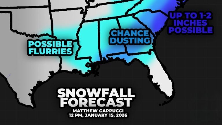 Louisiana, Arkansas, Mississippi, Alabama, Georgia and Florida Could See Rare Snow Flurries as Southeast Watches January 17–18 System