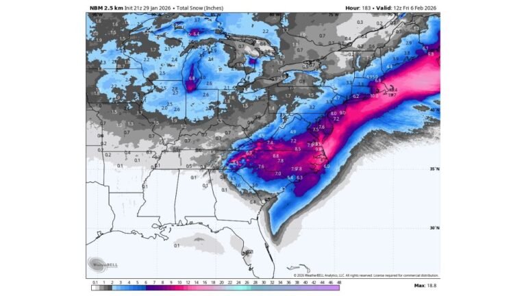 Major East Coast Winter Storm Could Bring the Heaviest Snow Parts of the Carolinas Have Seen Since 1989 This Weekend