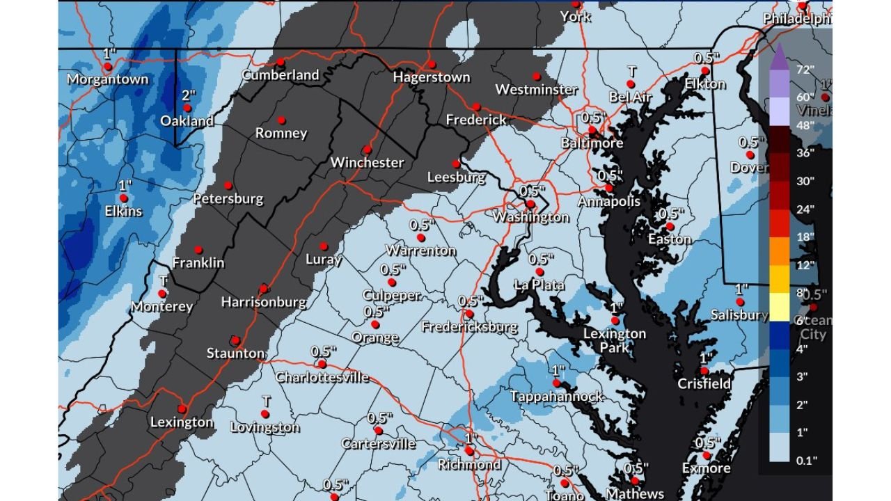 Maryland and Virginia Snow Potential Remains Uncertain as NWS Monitors Sunday System With Possible I-95 Corridor Impacts