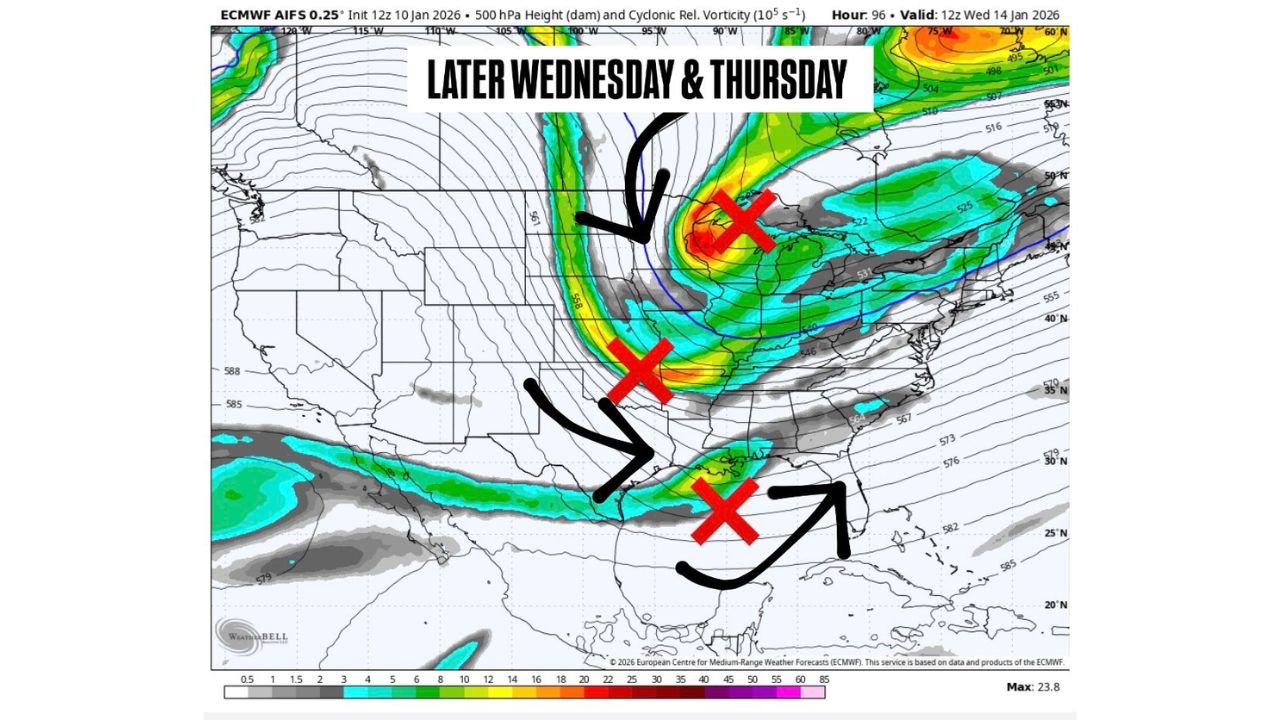 Midwest and Southeast Winter Storm Chances Hinge on Jet Stream Phasing as Late-Week and Weekend Snow Potential Remains Uncertain