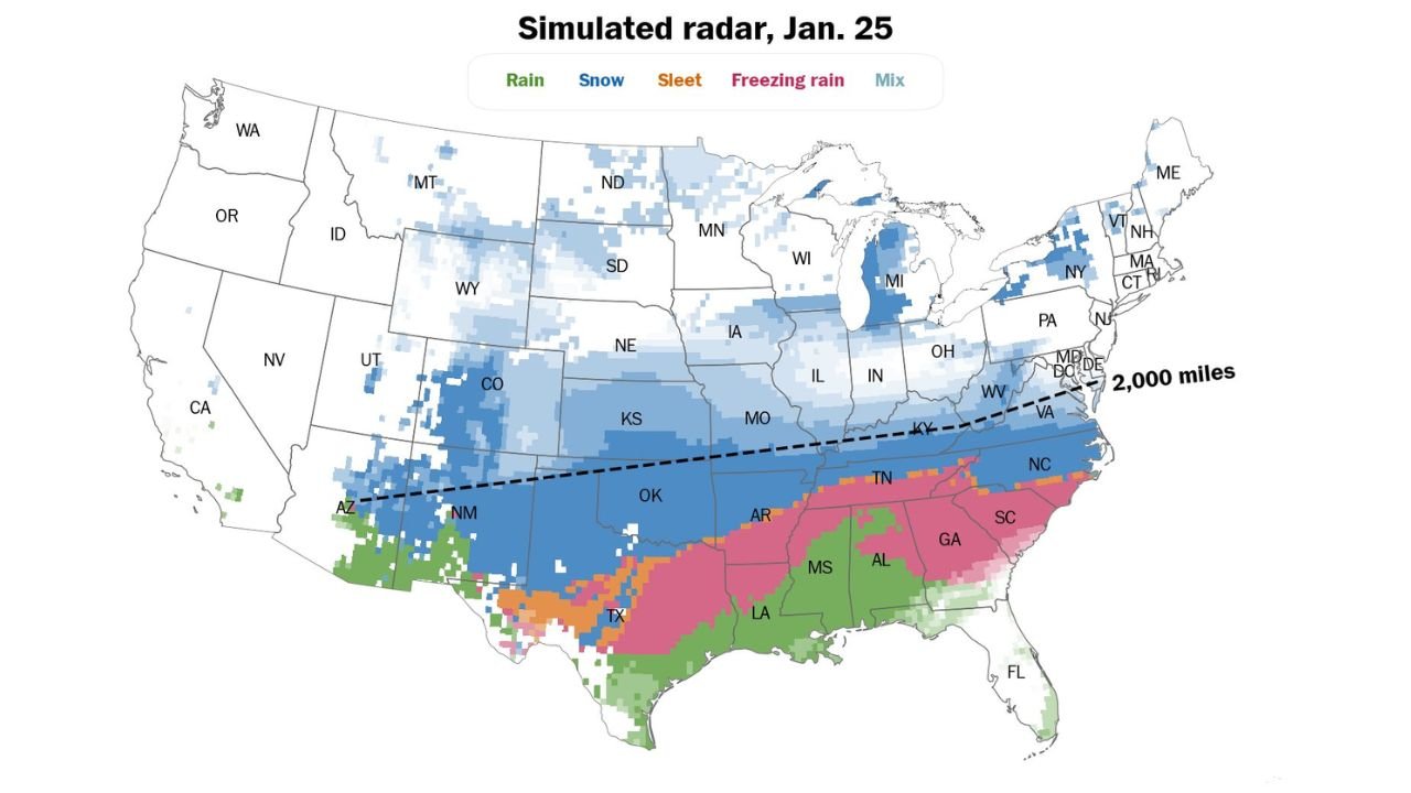 Multi-State Winter Storm Threat Targets Texas, Oklahoma, Arkansas, Tennessee, Georgia, the Carolinas, and Virginia This Weekend