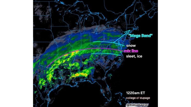 New York City Braces for Intense Snowfall as Powerful “Mega Band” Advances With Sleet Line Close Behind