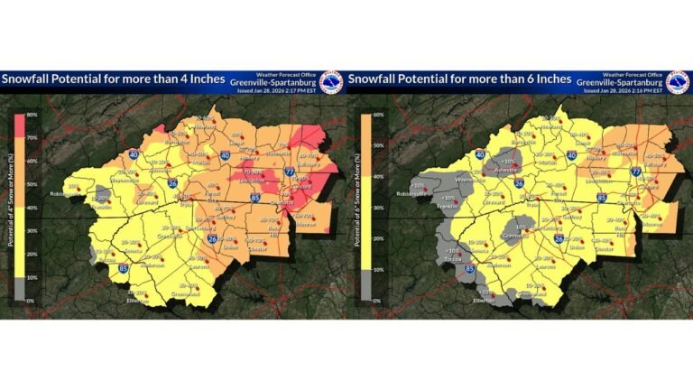 North Carolina, South Carolina, and Georgia Brace for Friday-to-Saturday Snowstorm as High Odds of 2–4 Inches Emerge Near Charlotte and the Upstate