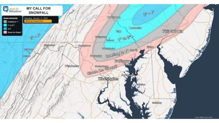Pennsylvania, Maryland, New Jersey, and Delaware Under Winter Weather Advisory as Saturday Morning Snow Brips 1–3 Inches