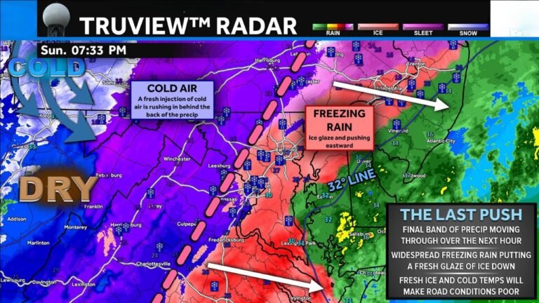 Pennsylvania, New Jersey, Delaware, Maryland, and Virginia Face Dangerous I-95 Ice Glaze as Freezing Rain Pushes East Overnight