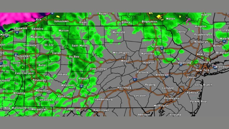 Pennsylvania Sees Return of Rain Showers as Milder Temperatures Move In, With Freezing Rain Risk in the Poconos and Snow Possible in Northwestern PA