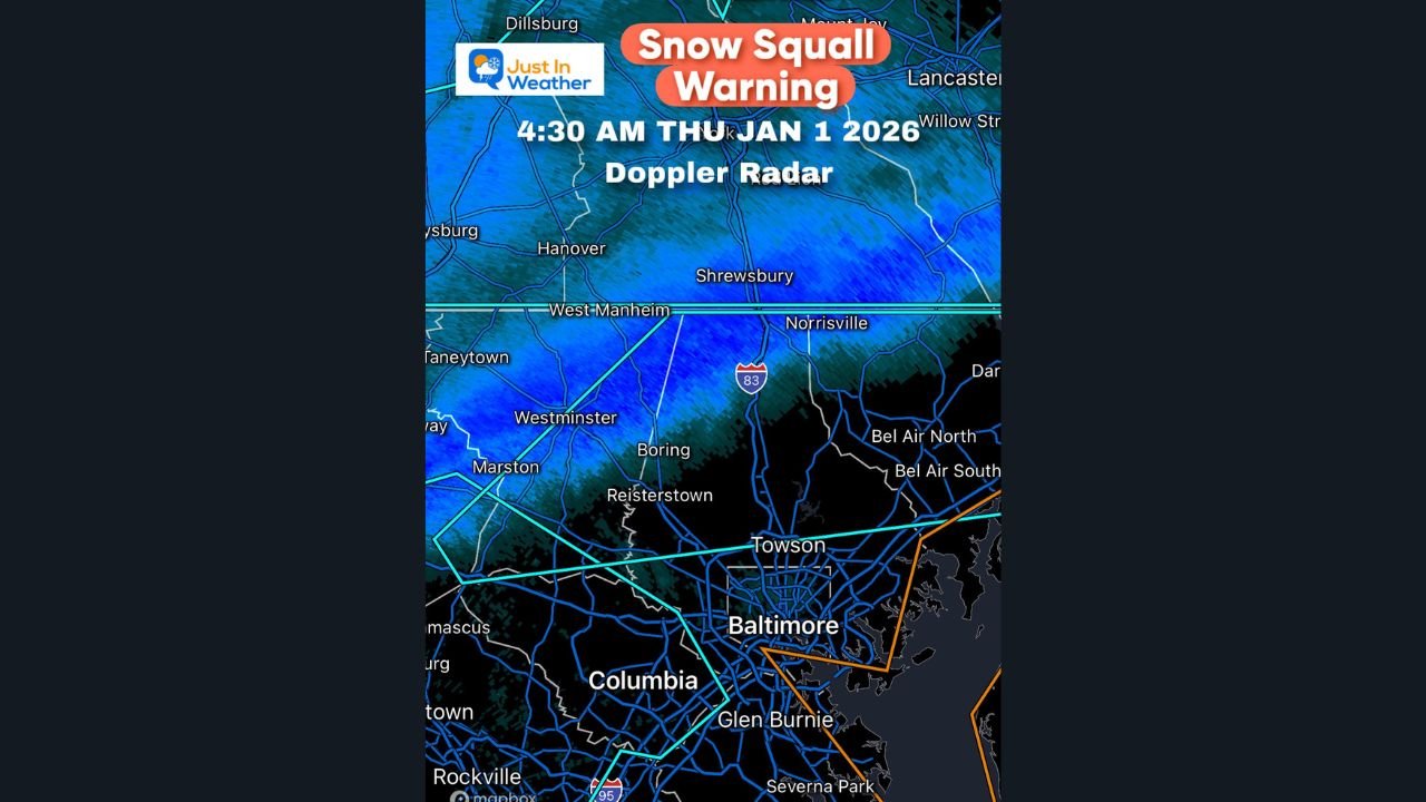 Snow Squall Warning Rings In New Year 2026 Across Maryland as Sudden Snow and Flash Freeze Slam Baltimore Area