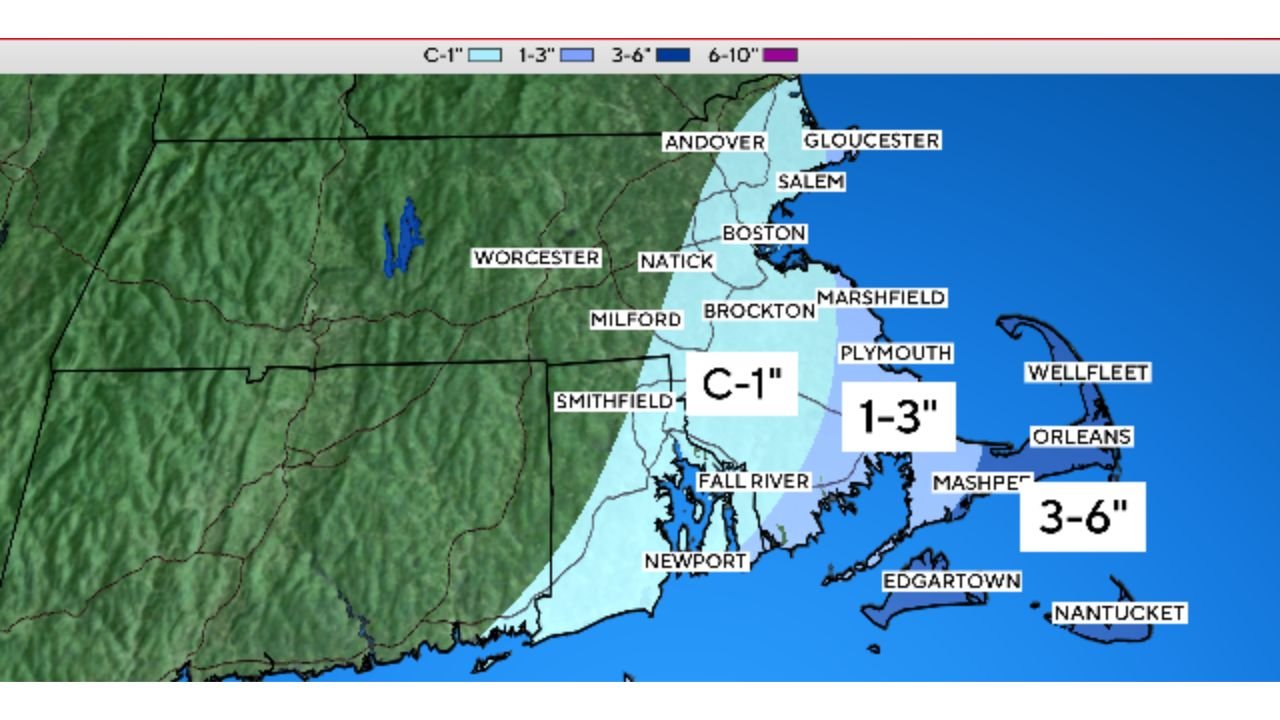 Sunday Snow System Expected to Clip Cape Cod With Several Inches While Most of Massachusetts Sees Little to No Accumulation