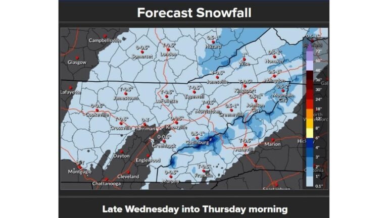 Tennessee, Virginia, and North Carolina Brace for Rain-to-Snow Changeover Late Wednesday With Slick Roads Into Thursday Morning