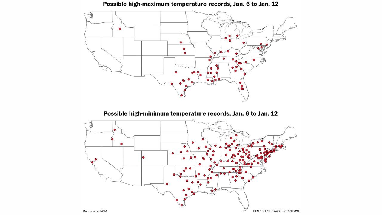 Texas, Louisiana, Mississippi, Alabama, Georgia, Tennessee, Kentucky, Ohio, Pennsylvania, New York, and the Southeast Brace for Spring-Like January Warmth as Hundreds of Temperature Records Face Threat
