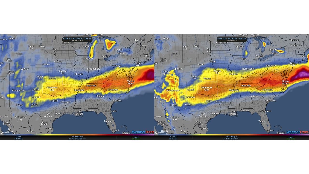 Texas, Oklahoma, Arkansas, Tennessee, Virginia and the Carolinas Face Multi-Day Winter Storm Risk as Arctic Cold and Southern System Align Friday Through Sunday