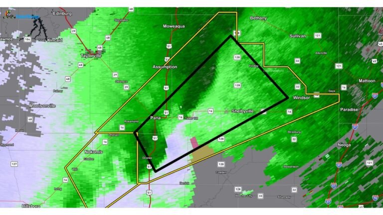 Tornado Warning Issued for Shelbyville, Illinois as Dangerous Storm Rotates Across Central Illinois