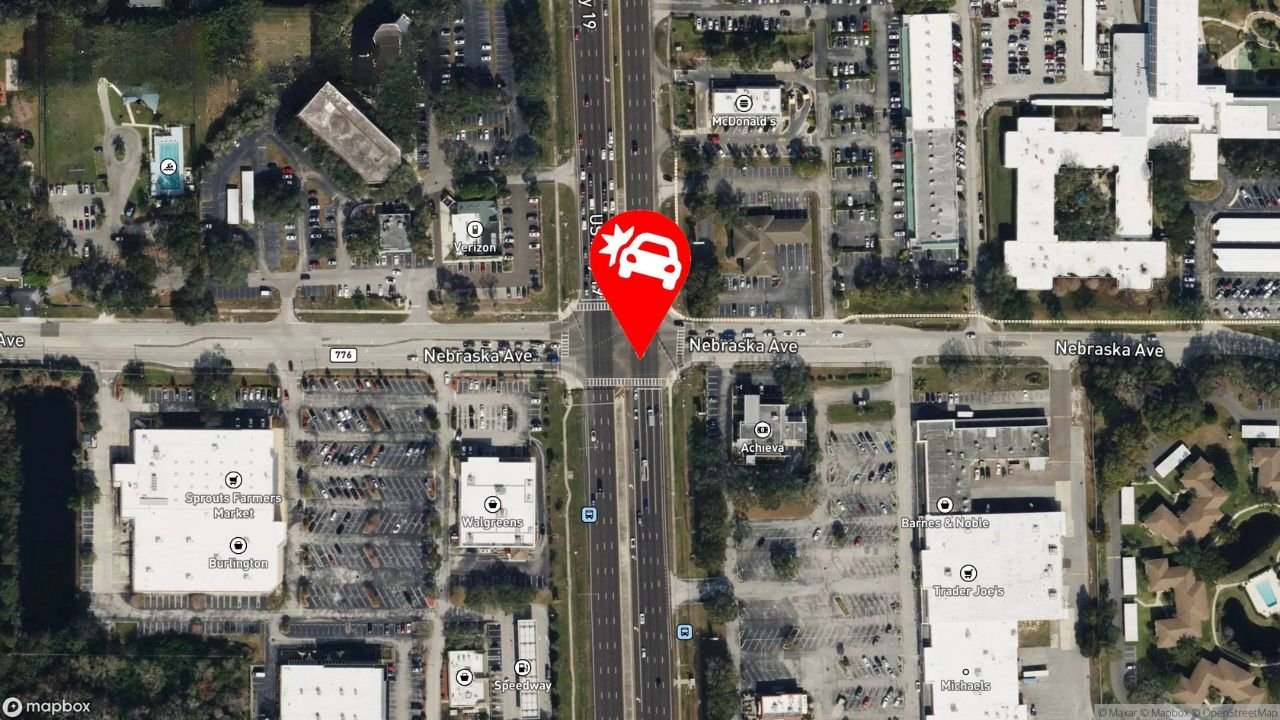 Vehicle Crash Causes Roadblock at US-19 and Nebraska Avenue in Palm Harbor, Pinellas County