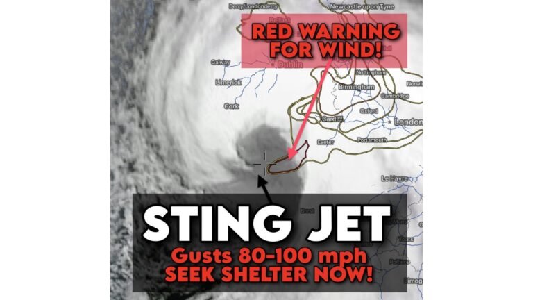 Violent Sting Jet Triggers Red Wind Warning for Devon and Cornwall as 80–100+ MPH Gusts Threaten Southwest England