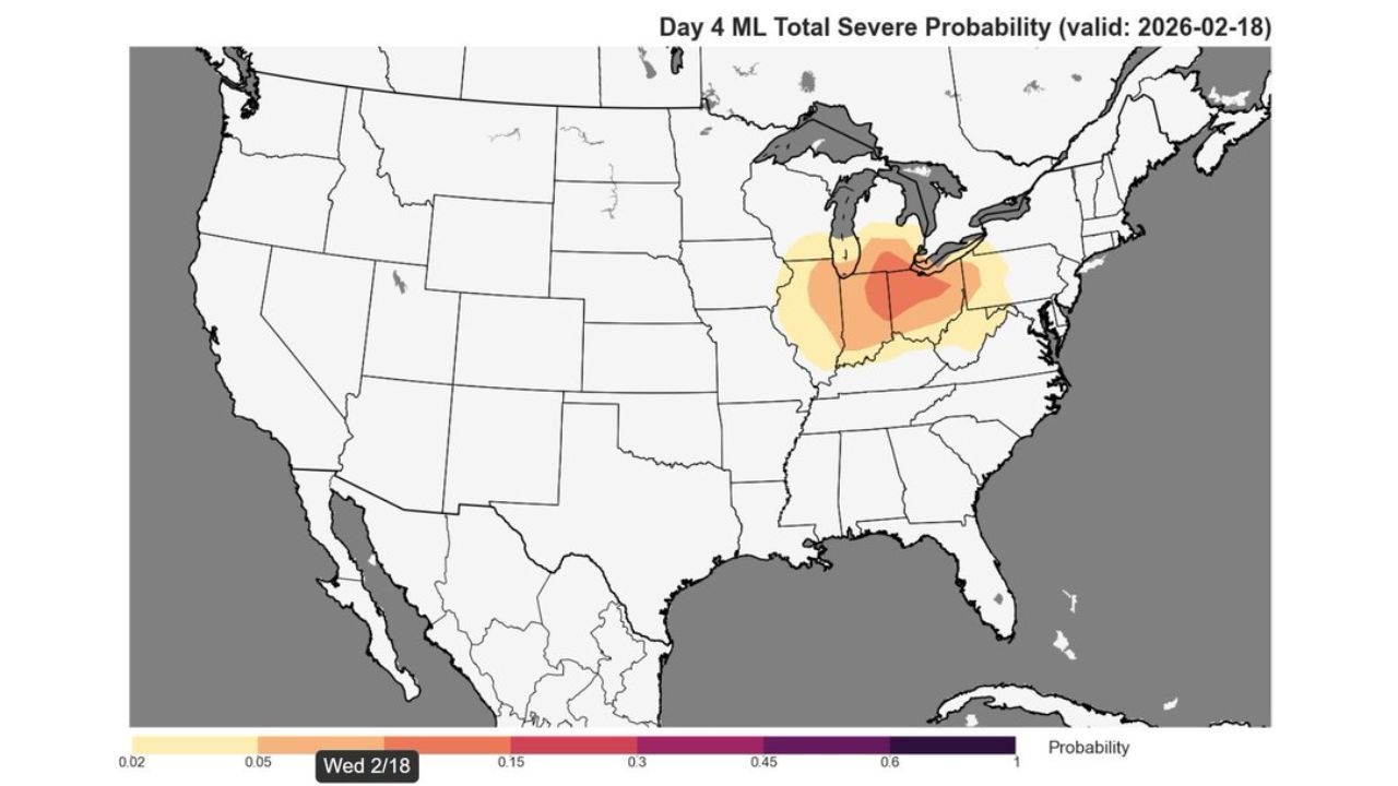 Back-to-Back Severe Weather Threat Targets Ohio Valley and Great Lakes February 18–19 as Missouri, Illinois, Indiana and Ohio Face Elevated Storm Risk