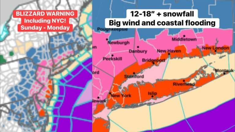 Blizzard Warning Issued for New York City, Long Island and Coastal New Jersey as Nor’easter Threatens 12–18+ Inches and Dangerous Coastal Flooding