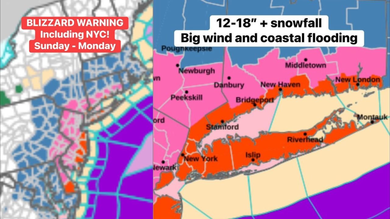Blizzard Warning Issued for New York City, Long Island and Coastal New Jersey as Nor’easter Threatens 12–18+ Inches and Dangerous Coastal Flooding