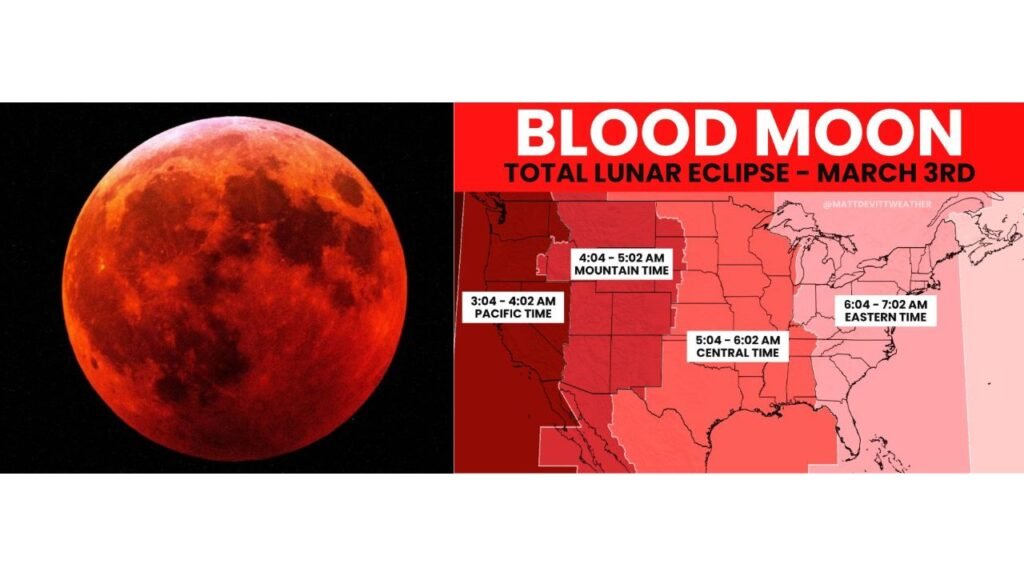 “Blood Moon” Total Lunar Eclipse to Turn Skies Red Across Arkansas and the United States Early March 3 — Rare Sunrise Sighting Possible on the East Coast