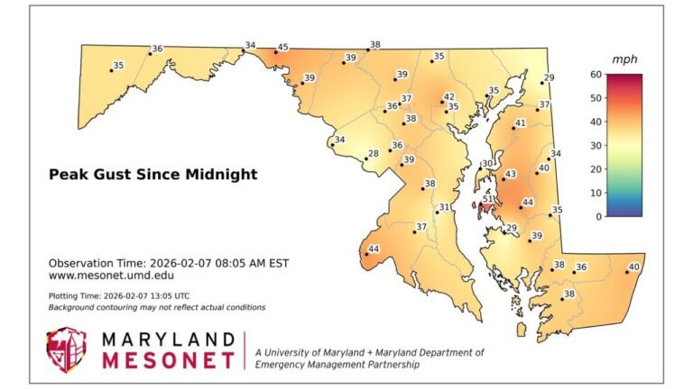 Brutal Arctic Wind Chills Grip Maryland, Virginia, and Washington, D.C. as Gusts Near 60 MPH and Mid-February Storm Signals Emerge
