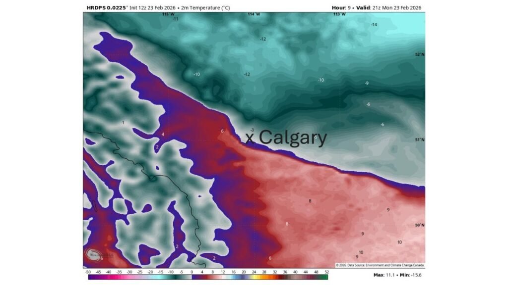 Calgary Split by a Temperature Wall: Pacific Warmth vs Arctic Air Could Deliver 10°C Swings Across Alberta City Today