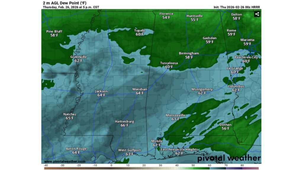 Central Mississippi and Alabama Face “Sneaky” Tornado Setup as Jackson, Meridian and Tuscaloosa Sit Beneath Subtle but Favorable Evening Storm Environment
