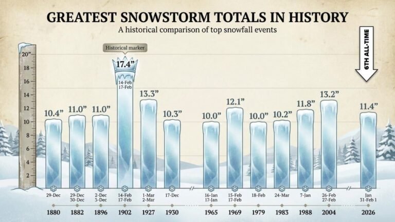 Charlotte Snowstorm Ranks 6th Biggest in City History, Becomes 4th-Largest One-Day Snowfall on Record
