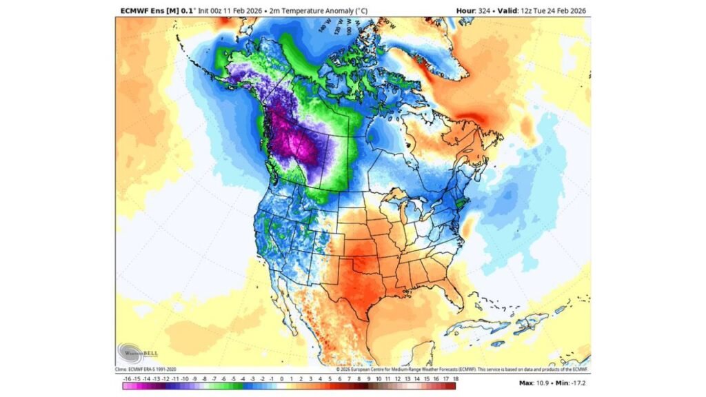 Cold Pattern Rebuilds Across New England, New York and Great Lakes as -WPO Returns, Signaling Below-Average Temperatures Into Late February