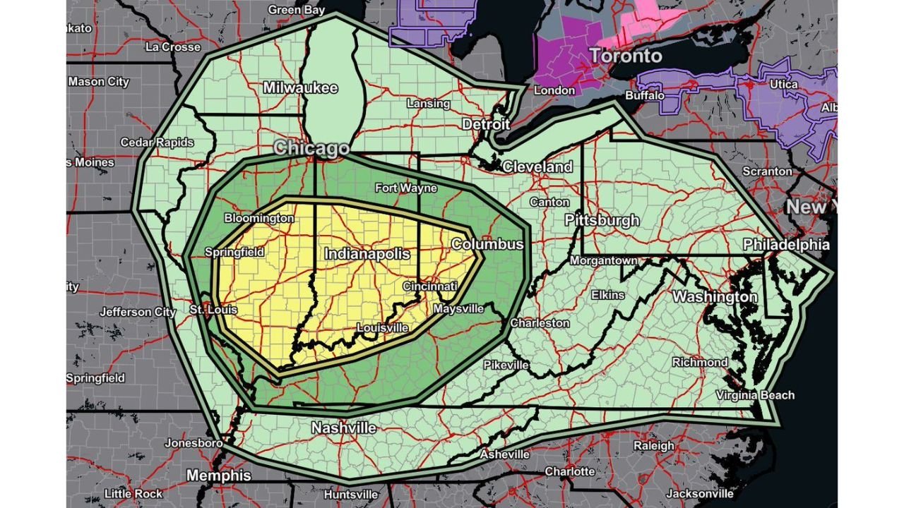 Damaging Winds, Large Hail, and Isolated Tornadoes Possible Across Ohio Valley as Storms Target Louisville, Cincinnati, Columbus, and Charleston