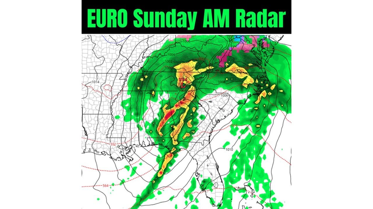 Developing Cold Front and Deepening Low Could Bring Storm Line Across Florida, Georgia, and the Southeast by Sunday Morning