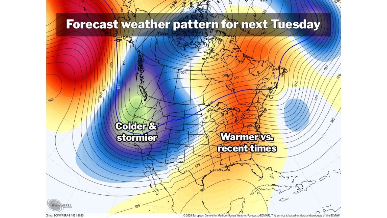Cold Grip Eases Across the Eastern U.S. as Pattern Shift Brings Milder Air and Above-Average Temperatures Next Week