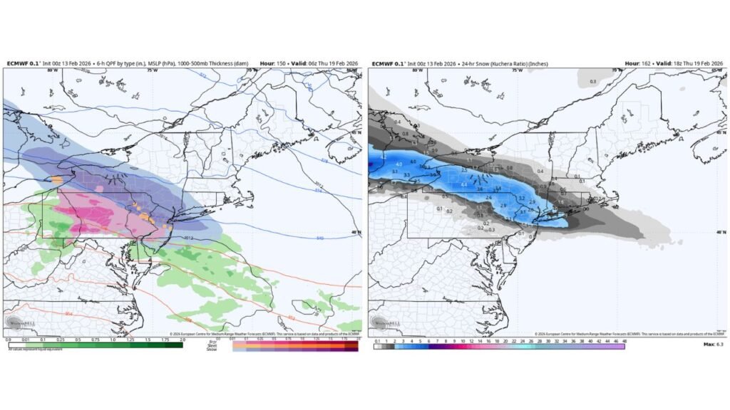 European Model Turns Colder for Midweek Storm, Signals Snow and Wintry Mix From Pennsylvania and New Jersey Into New York City While GFS Trends Slightly South