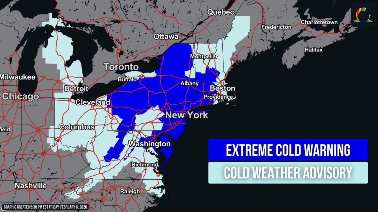 Extreme Cold Warnings Issued for New York, Pennsylvania, New England, and the Mid-Atlantic as Arctic Air Follows Weekend Cold Front