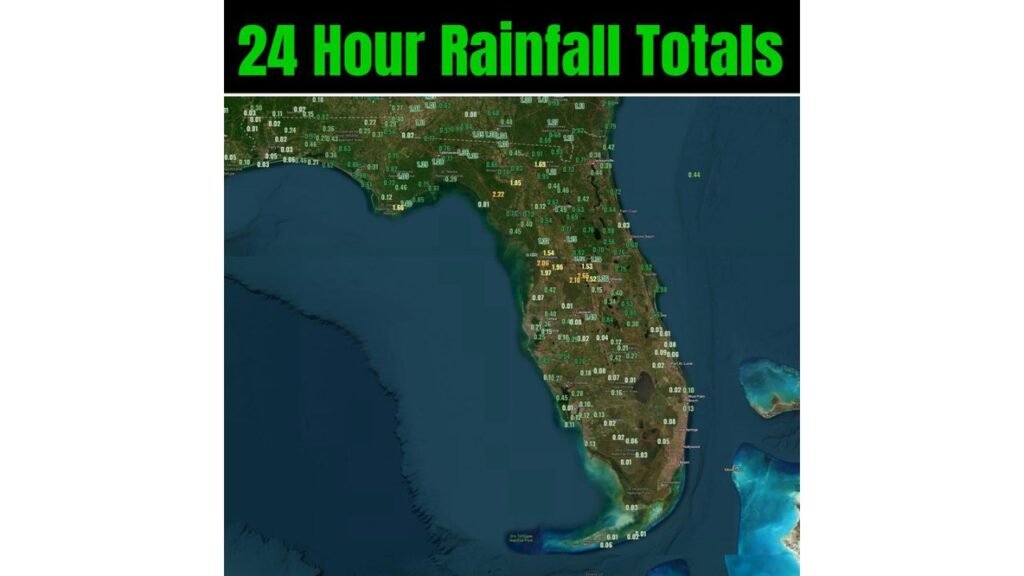 Florida Sees Spotty 1–2 Inch Rainfall Across Central Counties While Much of South Florida Stays Under a Quarter Inch — 10-Day Forecast Turns Dry