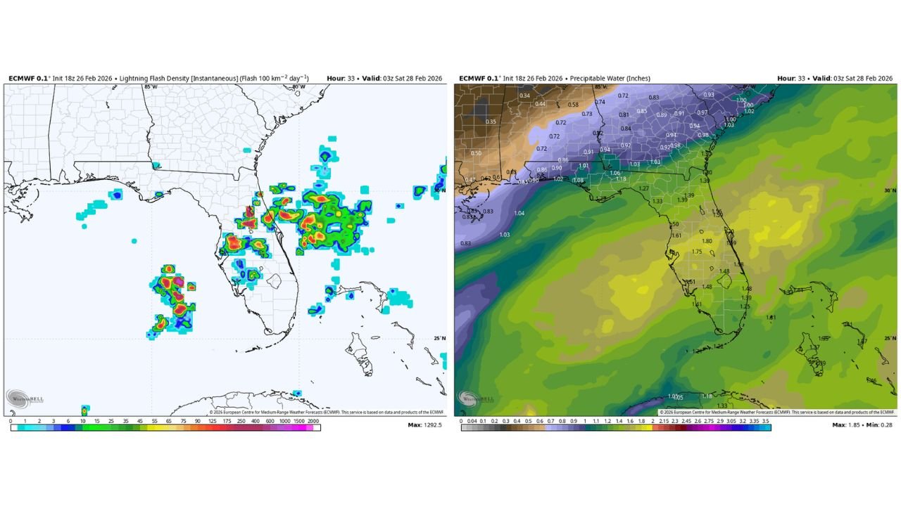 Florida’s I-4 Corridor on Alert as Tropical-Level Moisture Surges In, Raising Thunderstorm and Lightning Concerns Friday Night