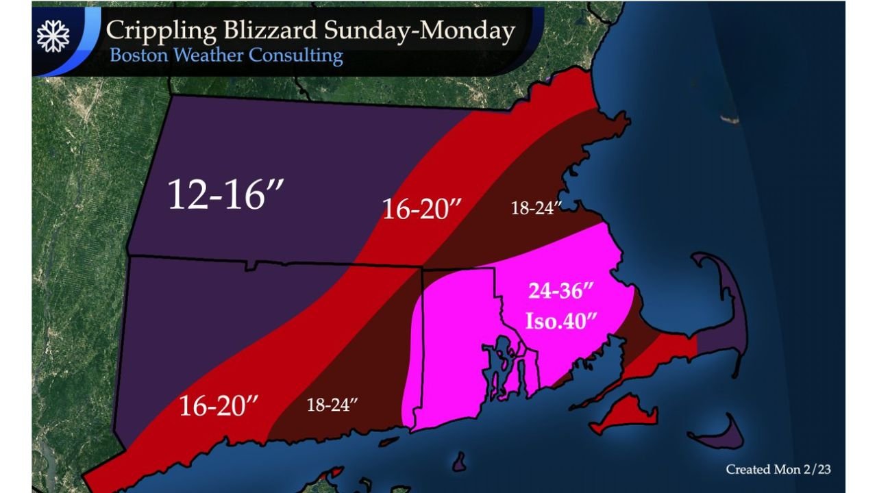 Historic Blizzard to Bury Rhode Island and Southeast Massachusetts With Up to 40 Inches as Boston, Cape Cod and Providence Brace for Crippling Sunday–Monday Storm