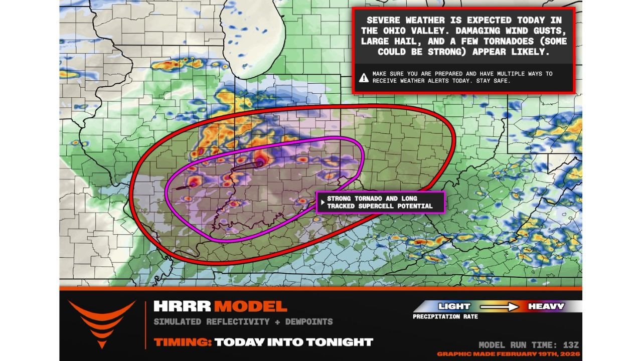 Illinois and Indiana Face Enhanced Tornado Risk as Long-Track Supercells Target Southeast Illinois Into Central Indiana
