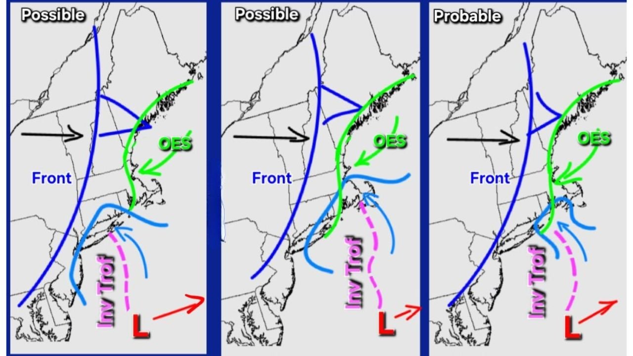 Inverted Trough Could Sneak in Extra Snow for Long Island, Connecticut, Rhode Island and Massachusetts as Ocean-Effect Snow Lingers in New England