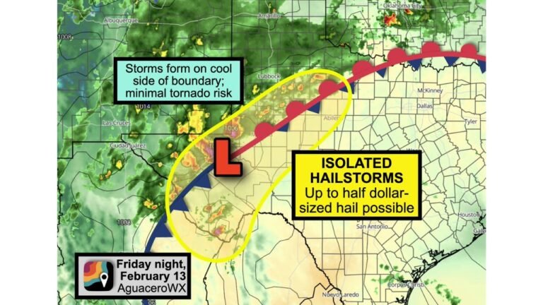 Isolated Hailstorms Target Midland–Odessa, Fort Stockton and Alpine Friday Night as West Texas Faces Marginal Severe Risk With Quarter to Half-Dollar Size Hail Possible