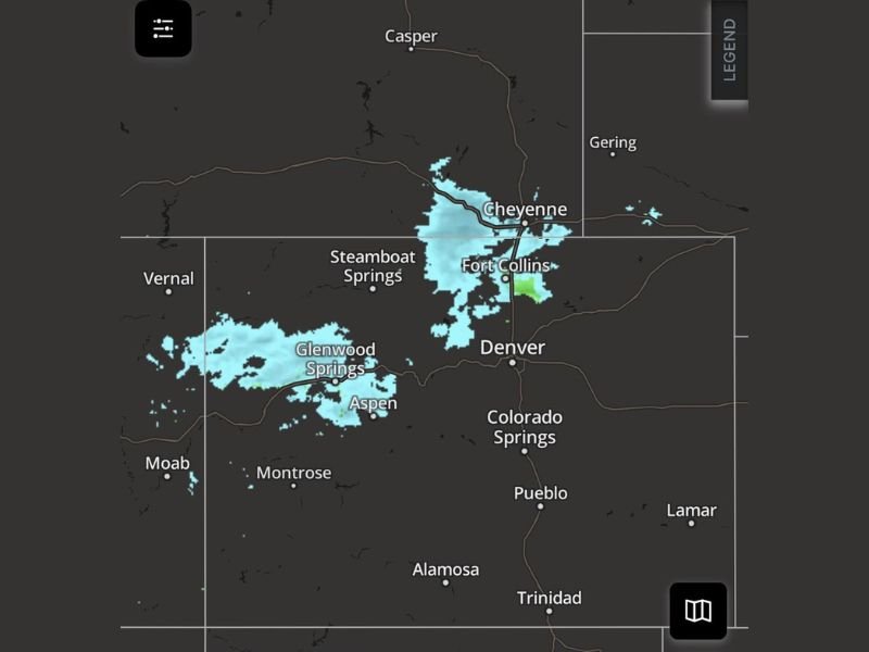 Jet Stream Energy Triggers Mountain Snow Showers Across Colorado and Wyoming, With Cheyenne, Fort Collins and Aspen Seeing Radar Returns