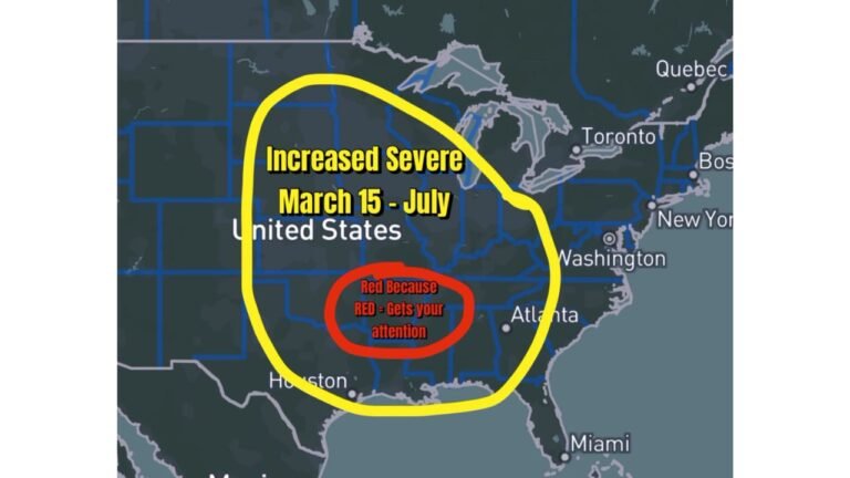 Large Swath of Central and Eastern United States Flagged for Increased Severe Weather Risk From Mid-March Through July 2026