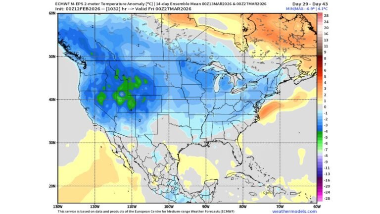 Late March Cold Risk Growing for Illinois, Indiana, Iowa, Minnesota and Wisconsin After Mild February Across the U.S., ECMWF Shows