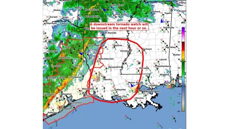 Louisiana and East Texas Face Nocturnal Tornado Threat as Squall Line Strengthens; SPC Signals Tornado Watch Likely with Isolated EF2+ Risk