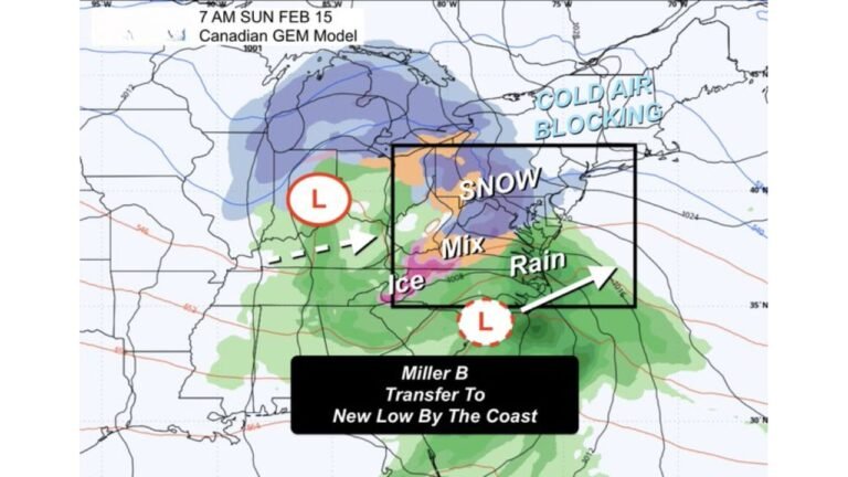 Mid-Atlantic Faces Icy Midweek Start Before Potential Weekend Snow as Cold Blocking Pattern Tightens Its Grip