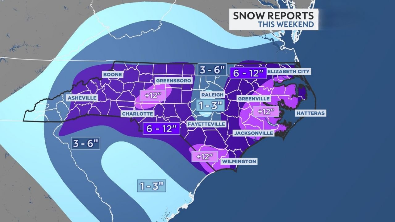 North Carolina Sees Rare Statewide Snowfall as Every County Records Accumulation From Mountains to Coast