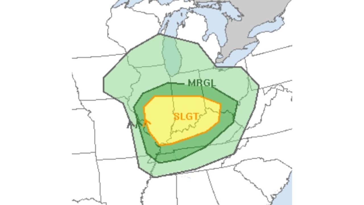 Rare February Severe Weather Threat Targets Ohio Valley With Tornado Risk From Indiana to Kentucky on Thursday