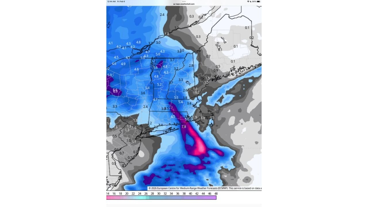 Rhode Island and Central Massachusetts Could See 4–6+ Inches as Narrow Snow Band Wobbles Toward Long Island, Connecticut, or Southeast Mass