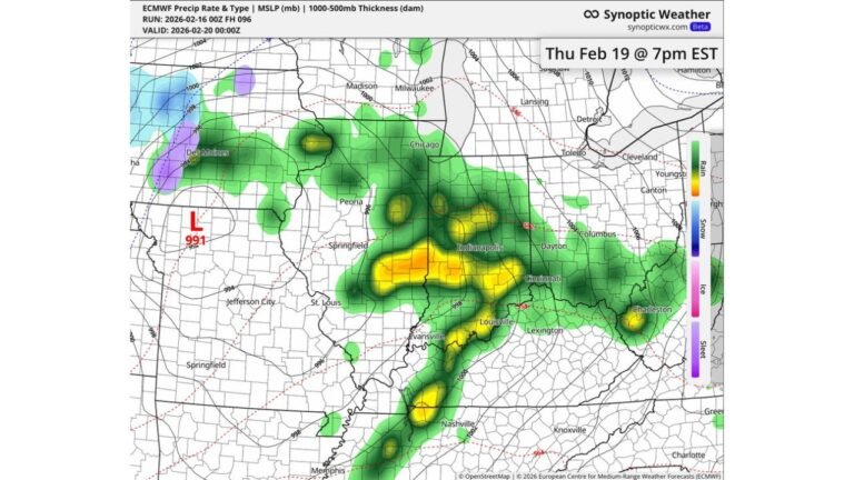 Severe Storm Threat Expands Across Illinois, Indiana, Ohio, and Kentucky on Thursday Evening as Midwest Low Tracks East
