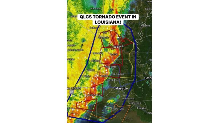 Six Active Tornado Warnings Sweep Louisiana from Lake Arthur to Marksville as QLCS Storm Line Charges Toward the Mississippi River