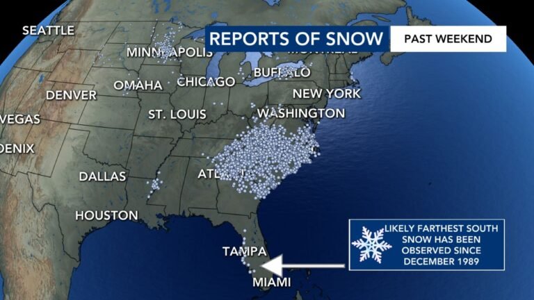 Snow Reported From Minnesota to South Florida as Rare Winter Storm Pushes Flakes to Naples for First Time Since 1989